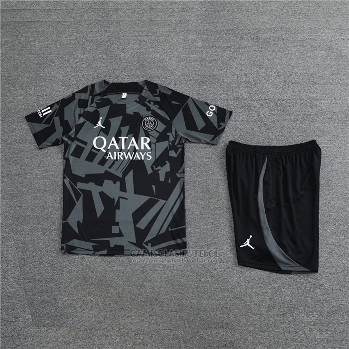 Fato de Treino Paris Saint-Germain Manga Curta 2022-2023 Cinza - Calcas Curta